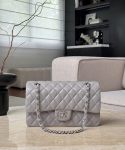 CHANEL CLASSIC – 25 – GRAY – LAMBSKIN – SILVER