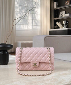 CHANEL CLASSIC – 25 – ROSE SAKURA – LAMBSKIN – GOLD CHAMPAGNE