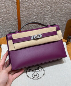HERMES KELLY POCHETTE – ANEMONE  – SWIFT– PHW