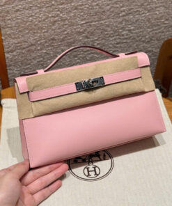 HERMES KELLY POCHETTE – ROSE SAKURA  – SWIFT – PHW
