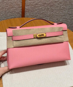 HERMES KELLY POCHETTE – ROSE CONFETTI – EPSOME – GHW