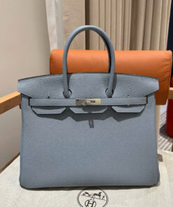 HERMES BIRKIN - 35 - BLUE LIN - TOGO - PHW