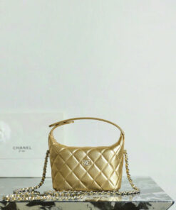 CHANEL 25C HOBO CLUTCHES WITH CHAIN – METALIC GOLD – GRAINED CALFSKIN – GOLD CHAMPAGNE
