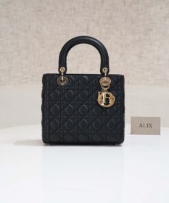 DIOR LADY – MEDIUM – BLACK – LAMBSKIN – GOLD