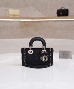 DIOR LADY D-JOY – MINI – BLACK – LAMBSKIN – GOLD