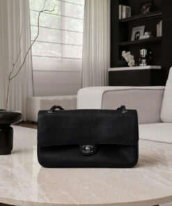 CHANEL MAXI FLAP BAG – SMALL – BLACK – GRAINED CALFSKIN – SILVER