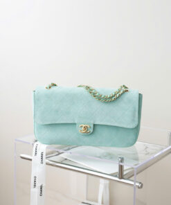 CHANEL 26S FLAP BAG - GREEN - SUEDE - GOLD