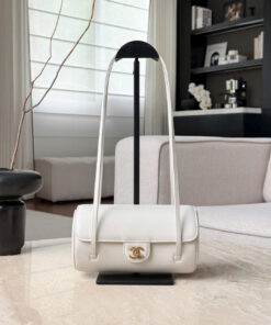 CHANEL BOWLING BAG – SMALL – WHITE – GRAINED SHINY CALFSKIN – GOLD