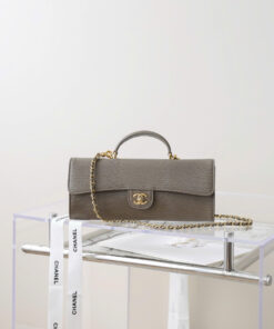 CHANEL CLUTCH WITH CHAIN - DARK KHAKI - LIZARD EMBOSSED CALFSKIN - GOLD