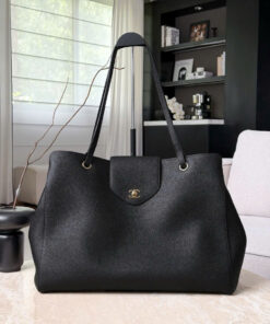 CHANEL SHOPPING BAG - LARGE - BLACK - GRAINED CALFSKIN - GOLD