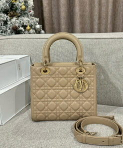 DIOR LADY – MEDIUM – BISCUIT – LAMBSKIN – GOLD