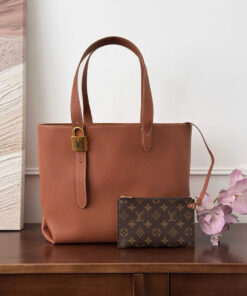 LV LOW KEY CABAS – MM – COGNAC BROWN – GRAINED CALFSKIN – GOLD