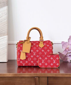 LV SPEEDY BANDOULIÈRE – 25 – RED – MONOGRAM CANVAS – GOLD