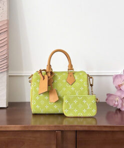 LV SPEEDY BANDOULIÈRE – 25 – LIME – MONOGRAM CANVAS – GOLD