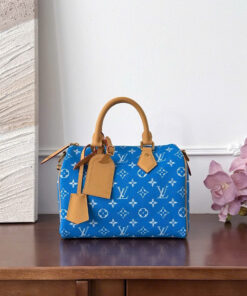 LV SPEEDY BANDOULIÈRE – 25 –BLUE – MONOGRAM CANVAS – GOLD