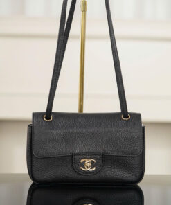 CHANEL MAXI FLAP BAG – MINI – BLACK – GRAINED CALFSKIN – GOLD