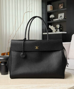 CHANEL SHOPPING BAG – LARGE – BLACK – GRAINED CALFSKIN – GOLD