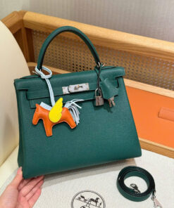 HERMES KELLY - 28 - MALACHITE - TOGO - PHW