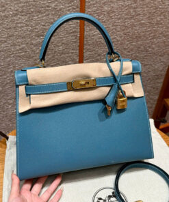 HERMES KELLY - 28 - BLUE JEAN - EPSOM - GHW