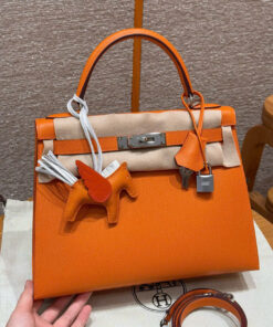 HERMES KELLY - 28 - ORANGE - EPSOM - PHW