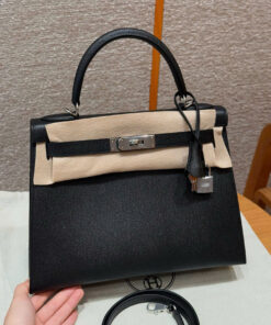 HERMES KELLY - 28 - NOIR - EPSOM - PHW