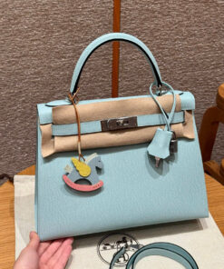 HERMES KELLY - 28 - BLUE ZEPHYR - EPSOM - PHW