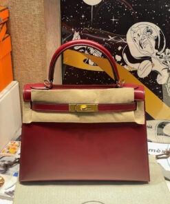 HERMES KELLY - 28 - ROUGE H - BOX - GHW