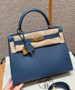 HERMES KELLY - 28 - BLUE AGATE - EPSOM - GHW