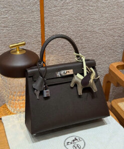 HERMES KELLY - 28 - CHOCOLAT - EPSOM - PHW