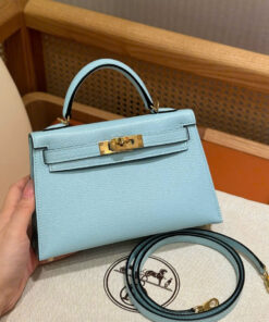 HERMES KELLY – MINI – BLUE ZEPHYR – CHERVE – GHW
