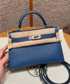 HERMES KELLY – MINI – DEEP BLUE – CHERVE – PHW