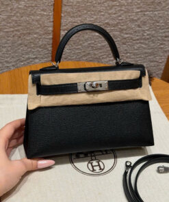 HERMES KELLY – MINI – NOIR – CHERVE – PHW