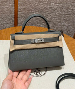 HERMES KELLY – MINI – GRIS MEYER – CHERVE – PHW