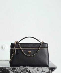 CHANEL VANITY WITH CHAIN - LARGE - BLACK - GRAINED CALFSKIN - GOLD