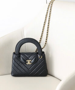 CHANEL KELLY – BLACK – SHINY LAMBSKIN – GOLD CHAMPAGNE