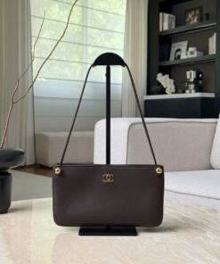 CHANEL 26S MAHJONG BAG - BROWN - LAMBSKIN - GOLD