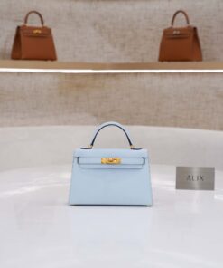 HERMES KELLY – MINI – BLUE PALE – EPSOM – GHW